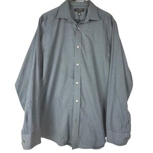 Banana Republic Tailored Slim Fit Non Iron Blue Pattern Dress Shirt L Business